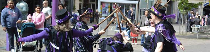 Picture of us dancing in the Town Centre near the Sock Man. May 2015